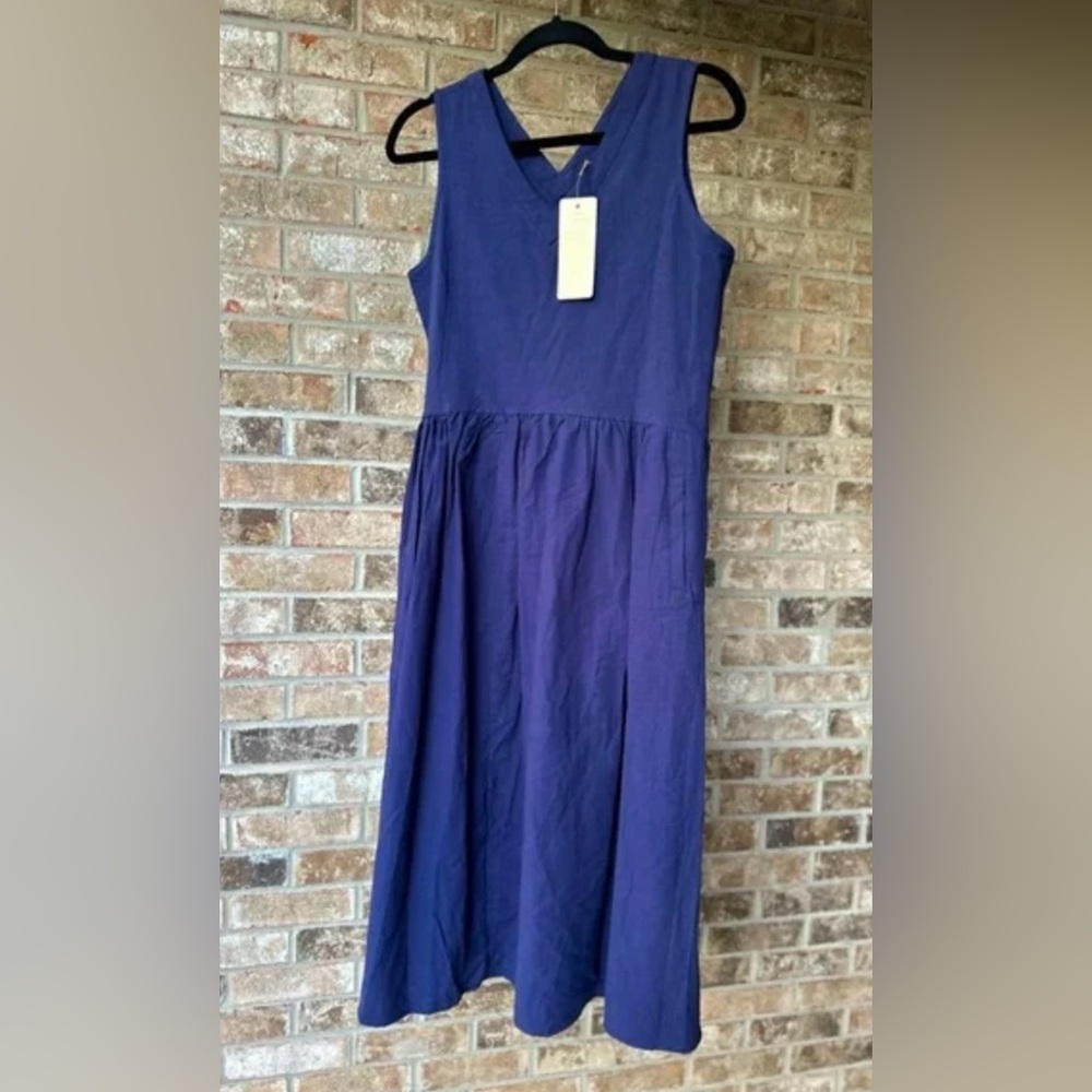 Yipinyichu Blue Midi Dress pull over sleeveless cottage core **NO Material Tag